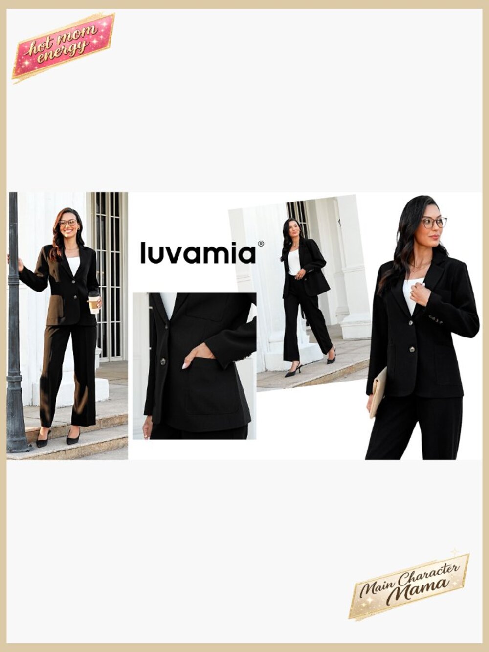 Pantsuit 2 Piece Set Blazer and Wide Leg Pants Business Professional Work - Picture 7 of 7